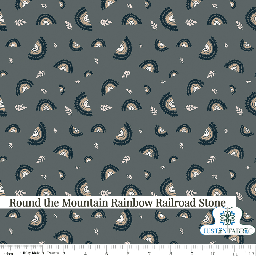 Round the Mountain Rainbow Railroad Stone Yardage| SKU: C13811-STONE -C13811-STONE - Justin Fabric!