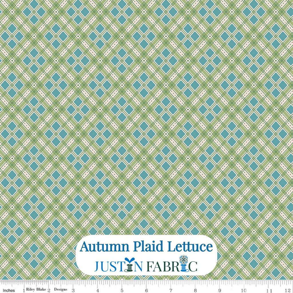 Autumn Plaid Lettuce Cotton Yardage by Lori Holt | Riley Blake Designs -C14651-LETTUCE - Justin Fabric!