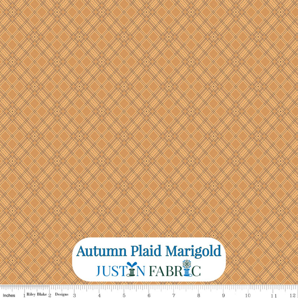 Autumn Plaid Marigold Cotton Yardage by Lori Holt | Riley Blake Designs -C14651-MARIGOLD - Justin Fabric!
