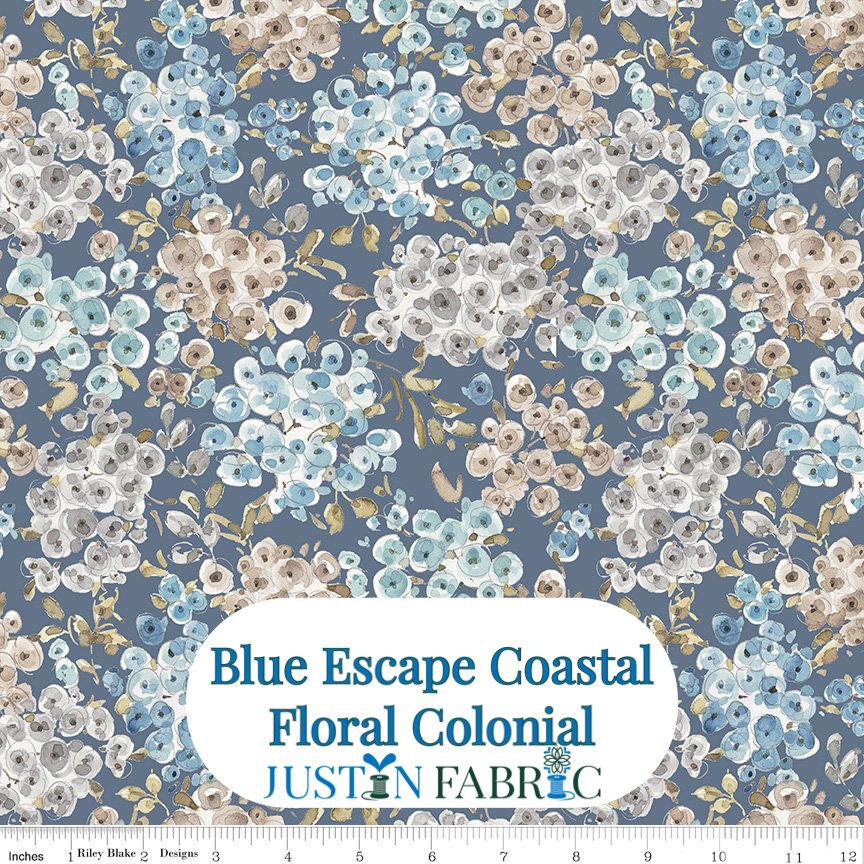 Blue Escape Coastal Floral Colonial Cotton Yardage by Lisa Audit | Riley Blake Designs -C14512-COLONIAL - Justin Fabric!