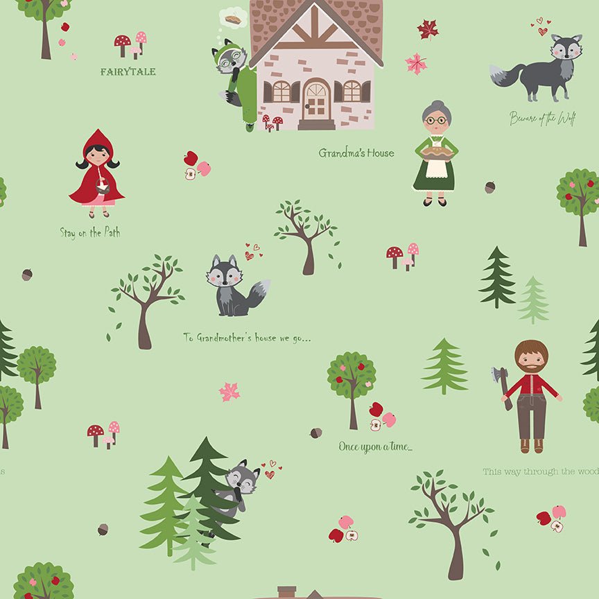 To Grandmother's House Through the Woods Main Green Yardage| Riley Blake Designs