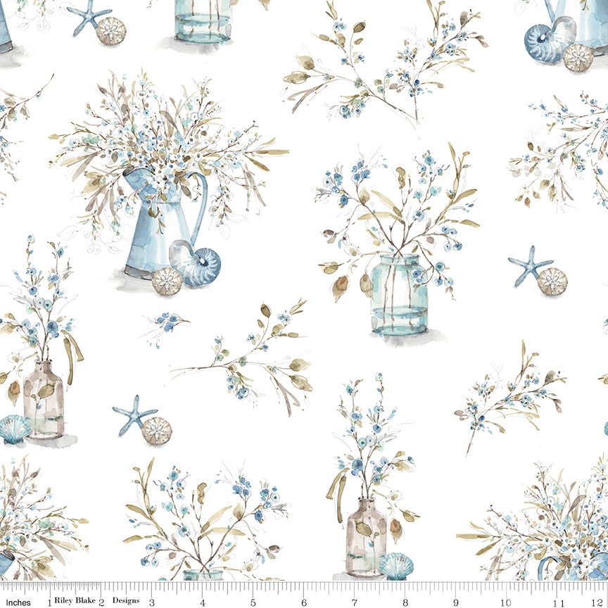 Blue Escape Coastal Main Off White Cotton Yardage by Lisa Audit | Riley Blake Designs -C14510-OFFWHITE - Justin Fabric!