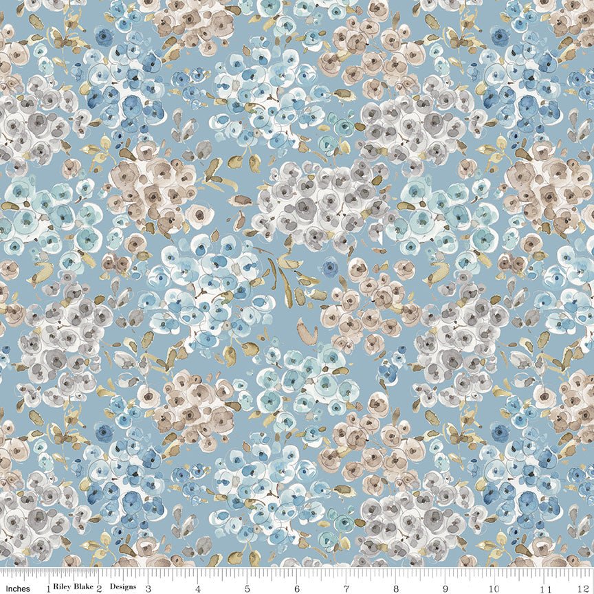 Blue Escape Coastal Floral Blue Cotton Yardage by Lisa Audit | Riley Blake Designs -C14512-BLUE - Justin Fabric!