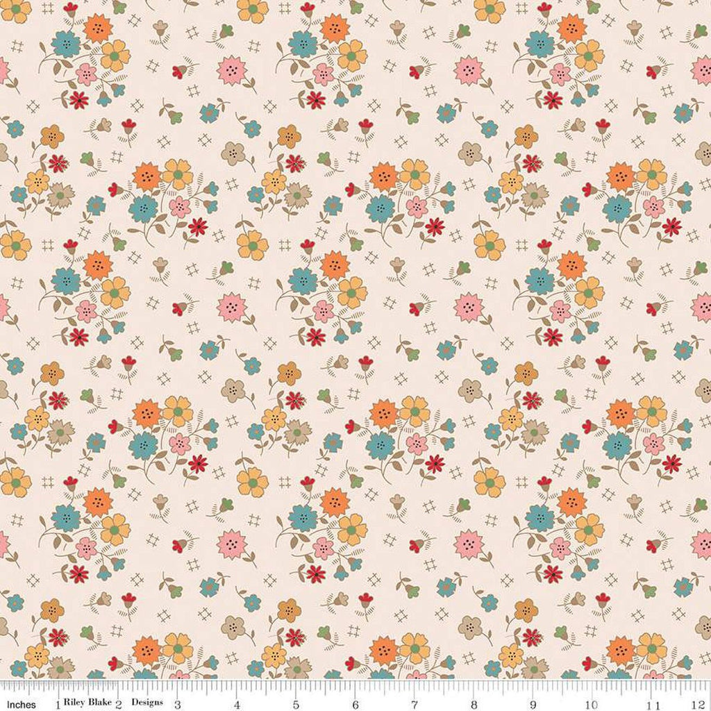 Autumn Floral Latte Yardage| SKU: C14650-LATTE Pre-order (April 2024) -C14650-LATTE - Justin Fabric!