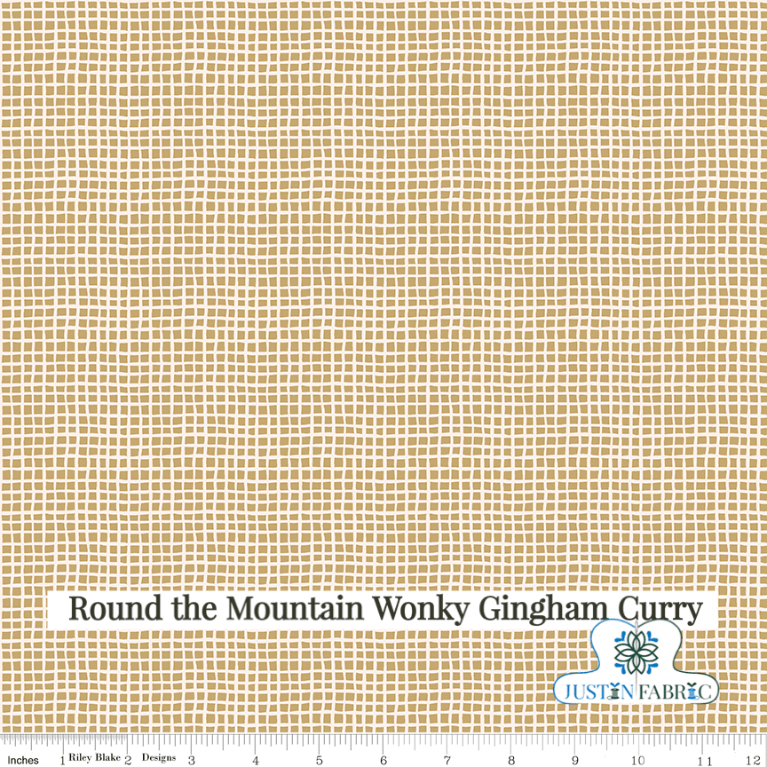 Round the Mountain Wonky Gingham Curry Yardage| SKU: C13816-CURRY -C13816-CURRY - Justin Fabric!
