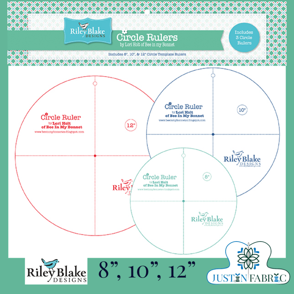 Lori Holt Circle Ruler Set 8”, 10” & 12” Bee in my Bonnet | Riley Blake Designs STRULER-4521 -STRULER-4521 - Justin Fabric!