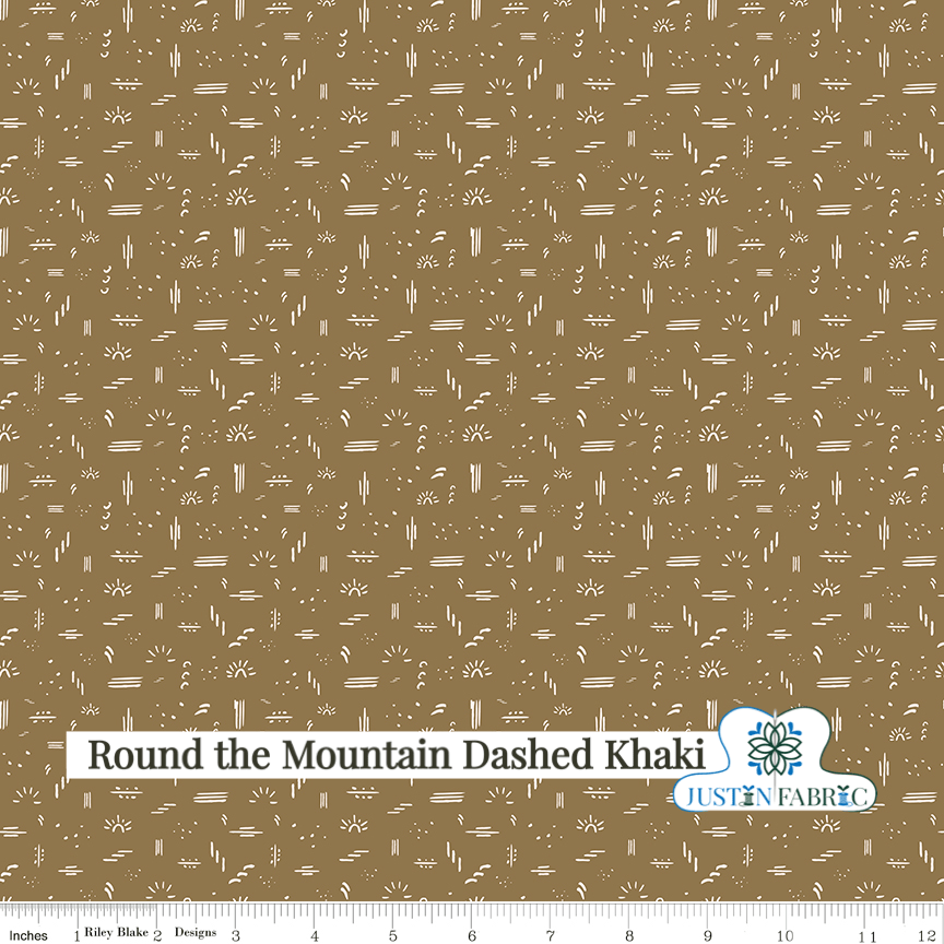 Round the Mountain Dashed Khaki Yardage| SKU: C13815-KHAKI -C13815-KHAKI - Justin Fabric!