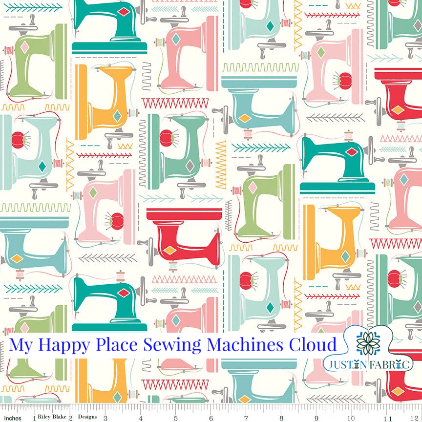 My Happy Place Sewing Machines Cloud Yardage by Lori Holt for Riley Blake Designs -HD11210-1 - Justin Fabric!