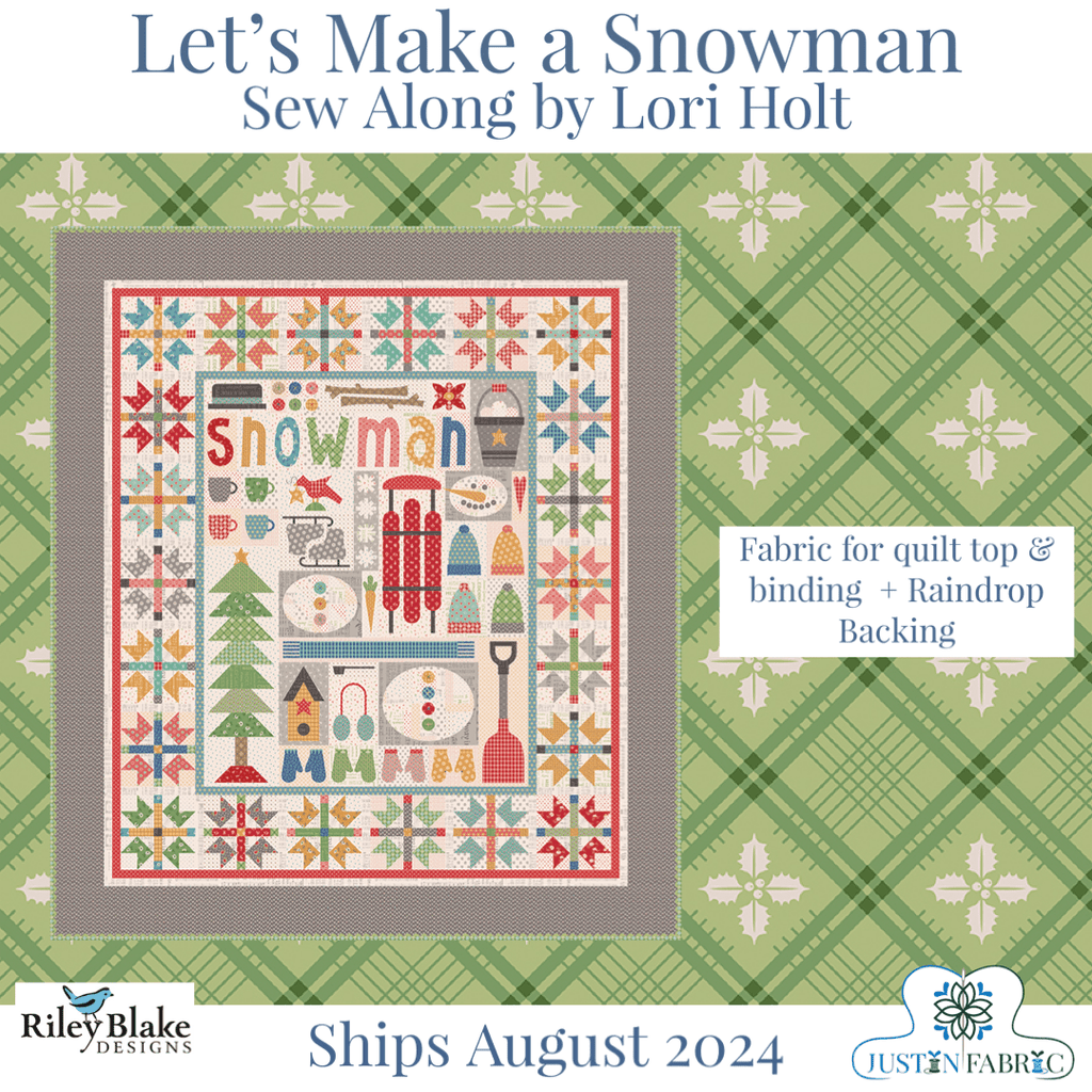Let's Make a Snowman Sew Along Quilt Kit by Lori Holt | Pre-order for July 2024 Release -SA-LMAS-FAB+LETTUCEBK - Justin Fabric!