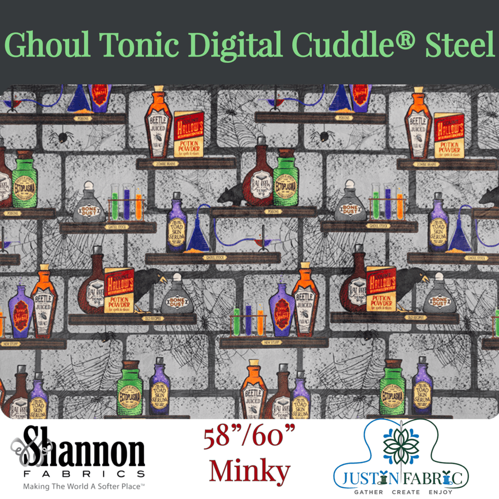 Ghoul Tonic Digital Cuddle® Steel by Shannon Fabrics -DR385053 - Justin Fabric!