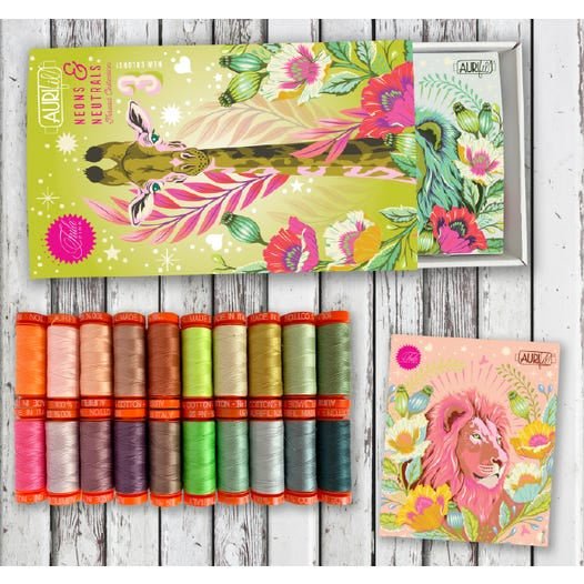 Tula Pink Neons and Neutrals Thread Collection - Aurifil - 10 Spools, 50wt, Cotton -TP50EC20 - Justin Fabric!