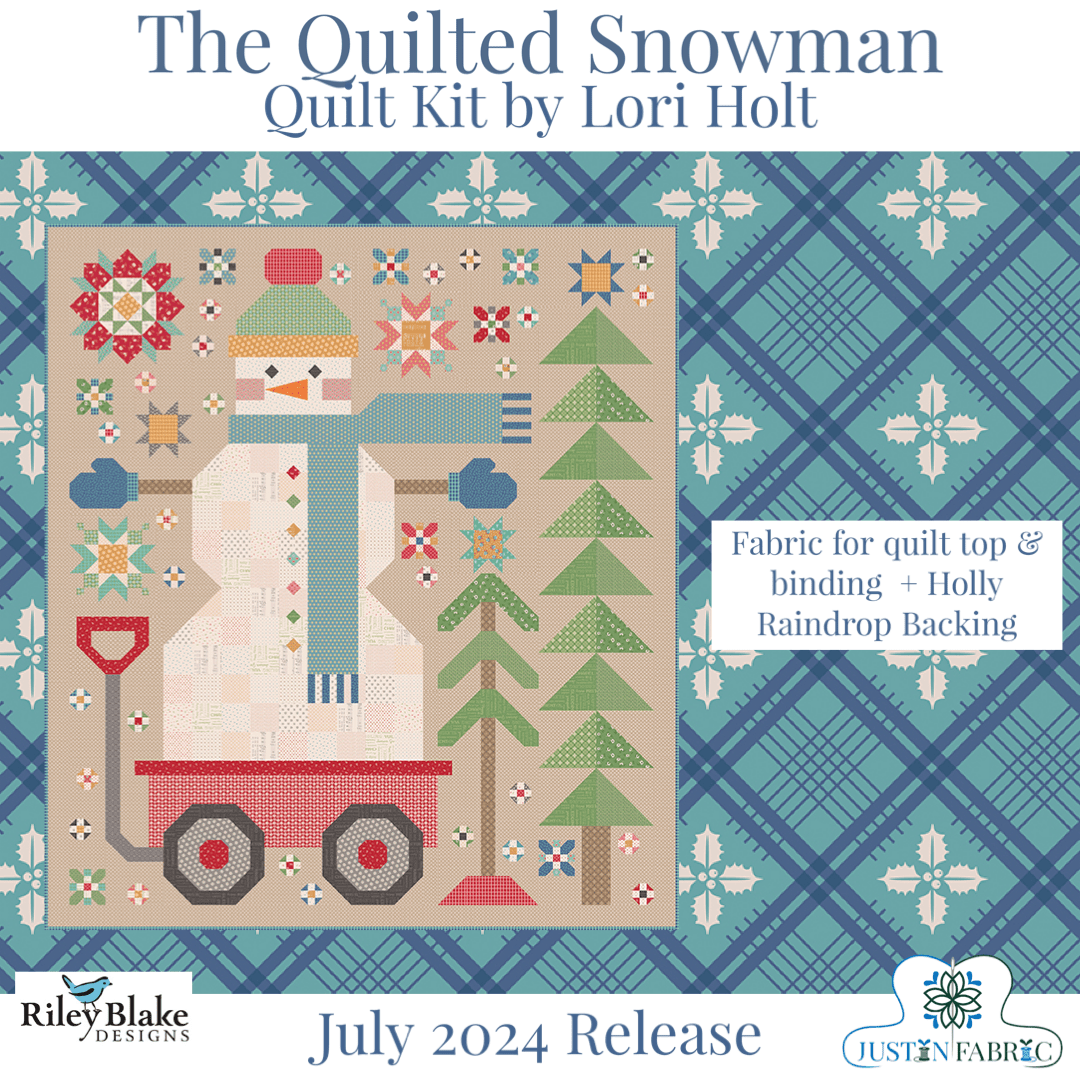 The Quilted Snowman Quilt Kit by Lori Holt | Riley Blake Designs Pre-order (July 2024) -KT-QLTDSNOWMAN+RAINDROPBACK - Justin Fabric!