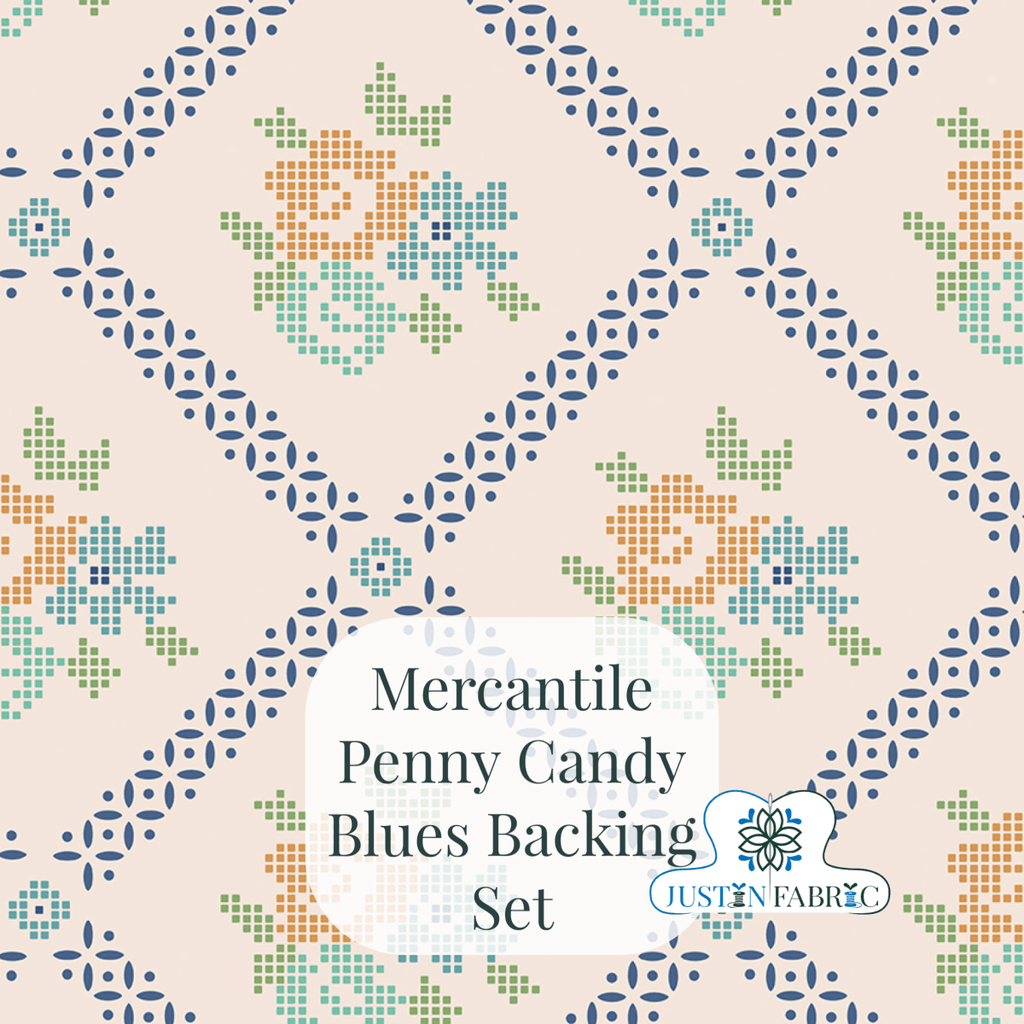 Backing Set - Mercantile Penny Candy by Lori Holt Pre-Order (January 2024) -WB14408-BLUES-2 - Justin Fabric!