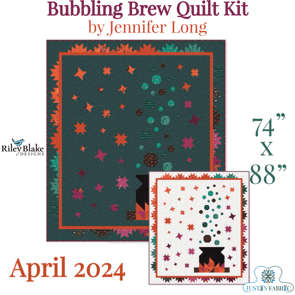 Bubbling Brew Quilt Kit featuring Little Witch by Jennifer Long | Pre-order (April 2024) -KT-BUBBLINGBREW-DARK - Justin Fabric!