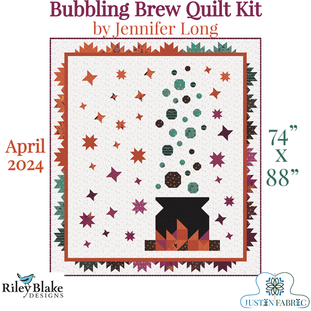 Bubbling Brew Quilt Kit featuring Little Witch by Jennifer Long | Pre-order (April 2024) -KT-BUBBLINGBREW-LIGHT - Justin Fabric!