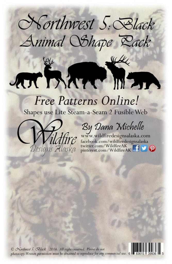 Northwest 5: Black Animal Shape Pack by Dana Michelle -WDA1606B - Justin Fabric!