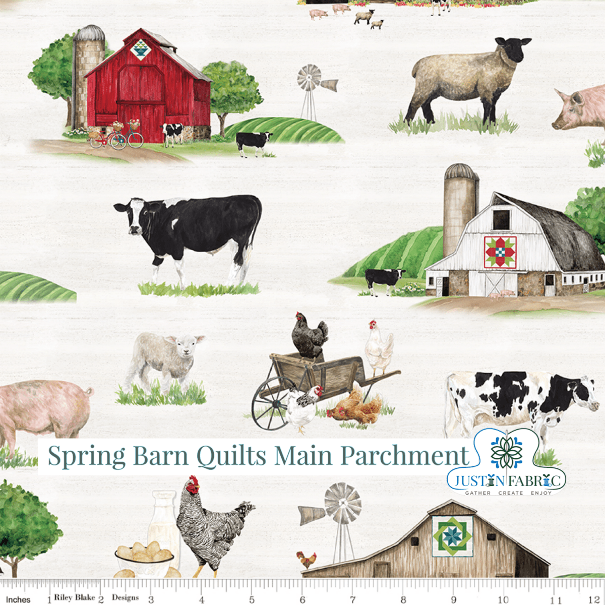 Spring Barn Quilts Main Parchment by Tara Reed | Riley Blake Designs CD14330-PARCHMENT Pre-order (January 2024) -CD14330-PARCHMENT - Justin Fabric!