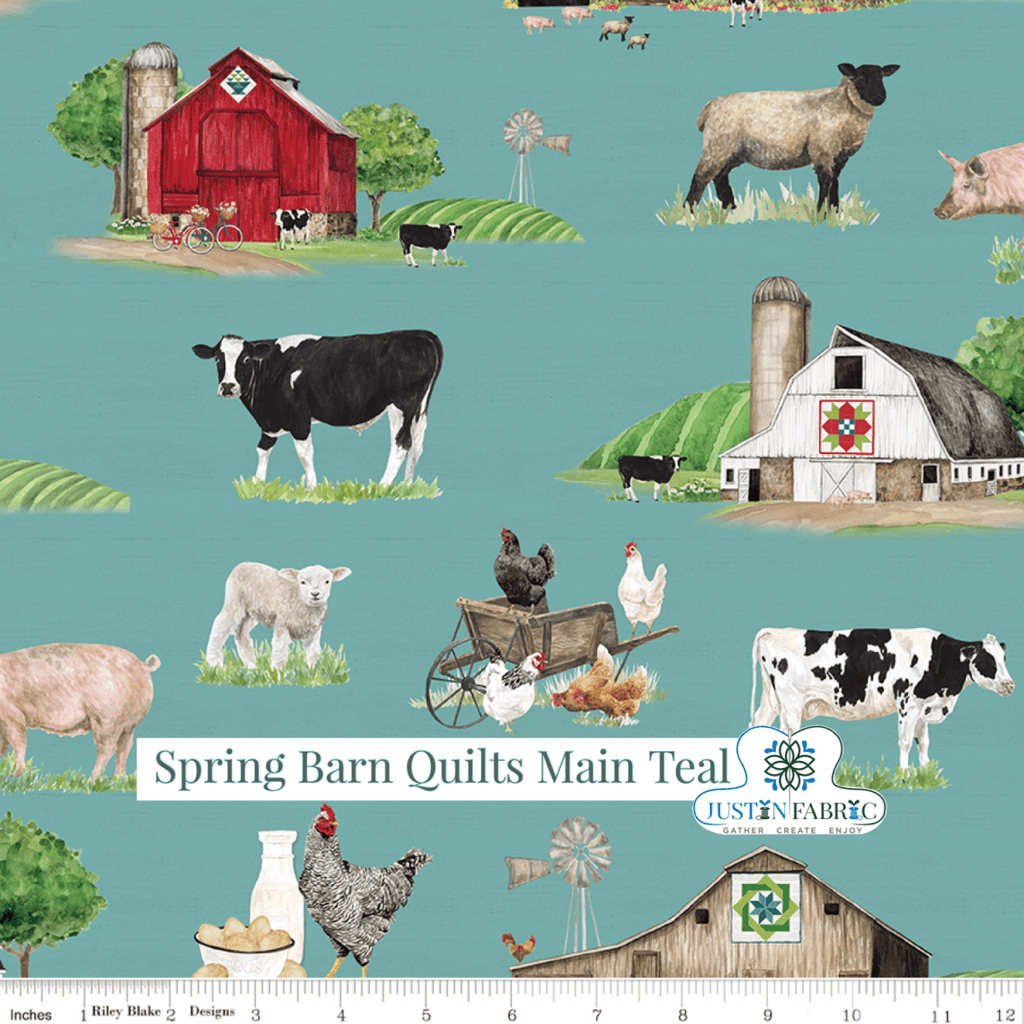 Spring Barn Quilts Main Teal Yardage| SKU: CD14330-TEAL Pre-order (January 2024) -CD14330-TEAL - Justin Fabric!