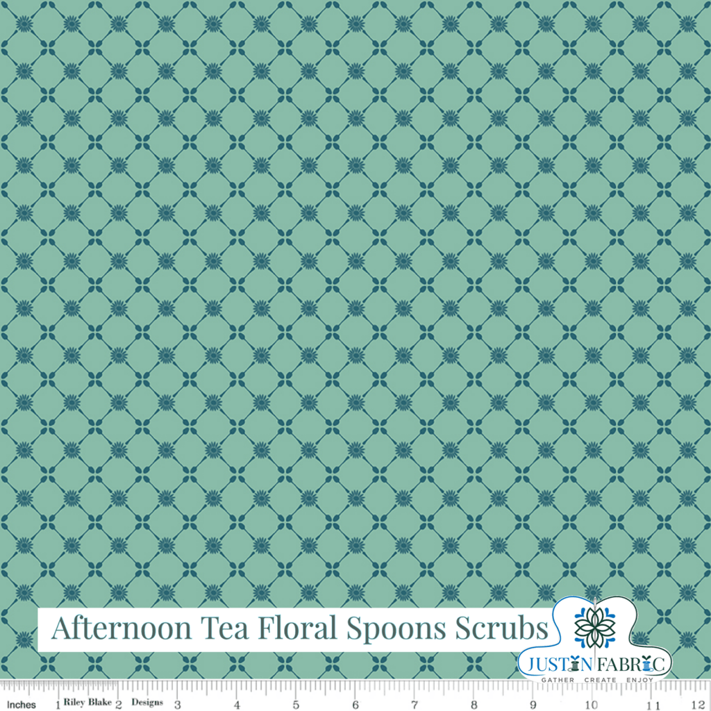Afternoon Tea Floral Spoons Scrubs Yardage | SKU: C14034-SCRUBS -C14034-SCRUBS - Justin Fabric!