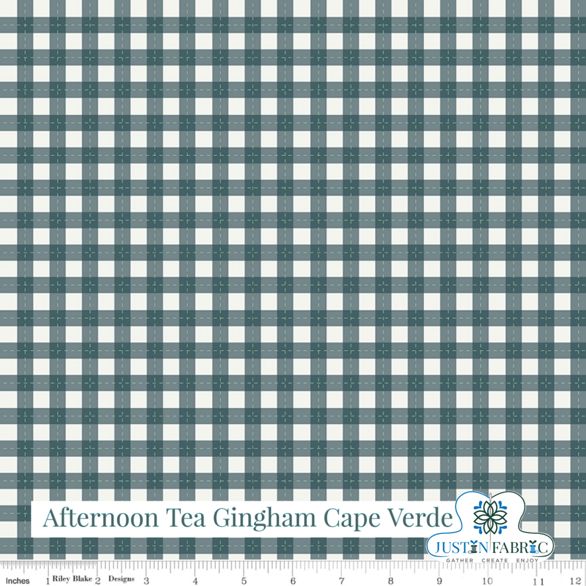 Afternoon Tea Gingham Cape Verde Yardage | SKU: C14035-CAPEVERDE -C14035-CAPEVERDE - Justin Fabric!