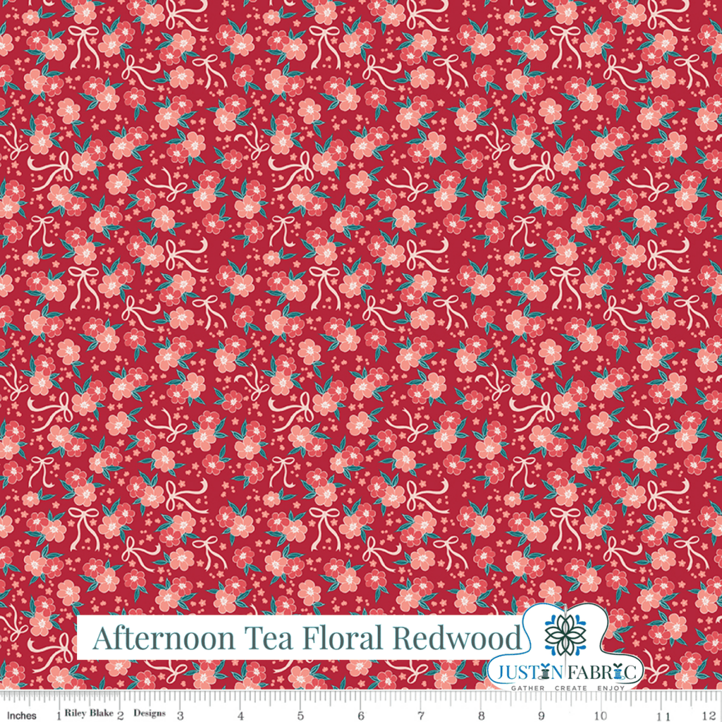 Afternoon Tea Floral Redwood Yardage | SKU: C14036-REDWOOD -C14036-REDWOOD - Justin Fabric!