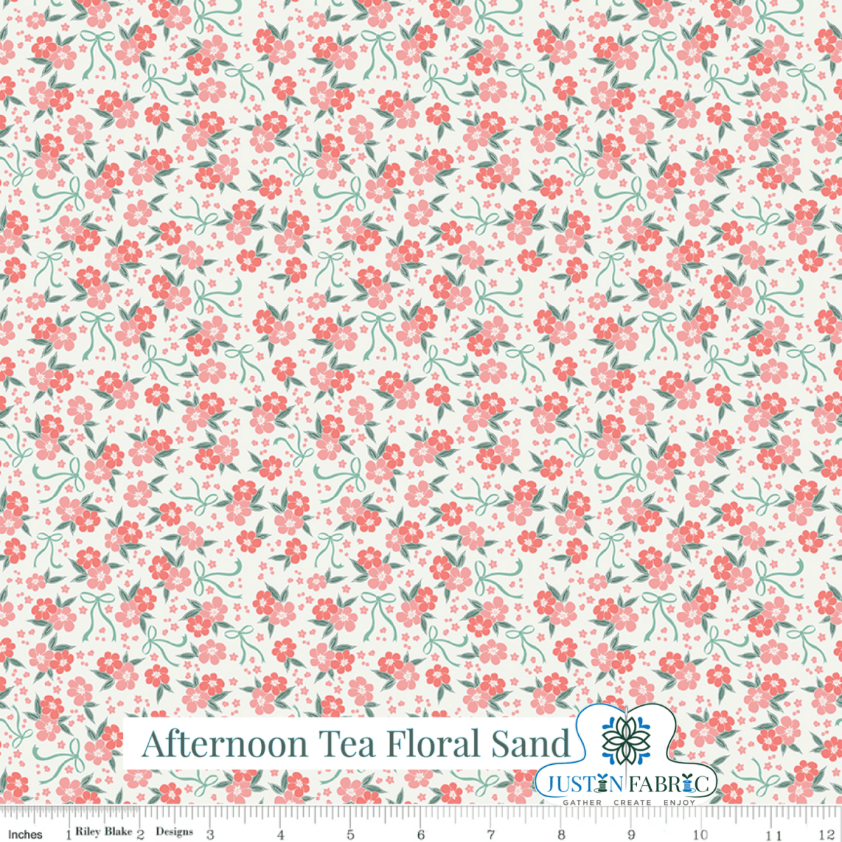 Afternoon Tea Floral Sand Yardage| SKU: C14036-SAND -C14036-SAND - Justin Fabric!