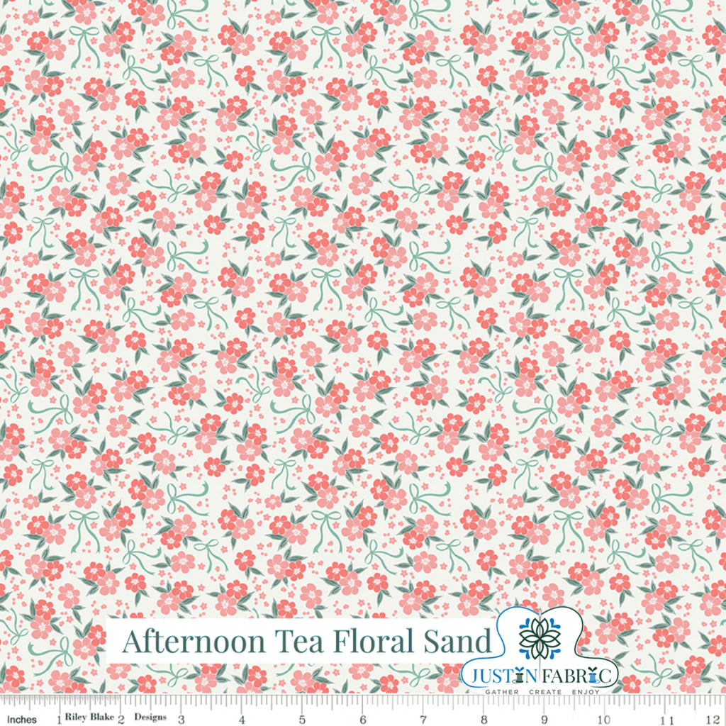 Afternoon Tea Floral Sand Yardage| SKU: C14036-SAND -C14036-SAND - Justin Fabric!