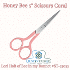 Lori Holt Honey Bee 5" Scissors Coral | Riley Blake Designs ST-33033 -ST-33033 - Justin Fabric!