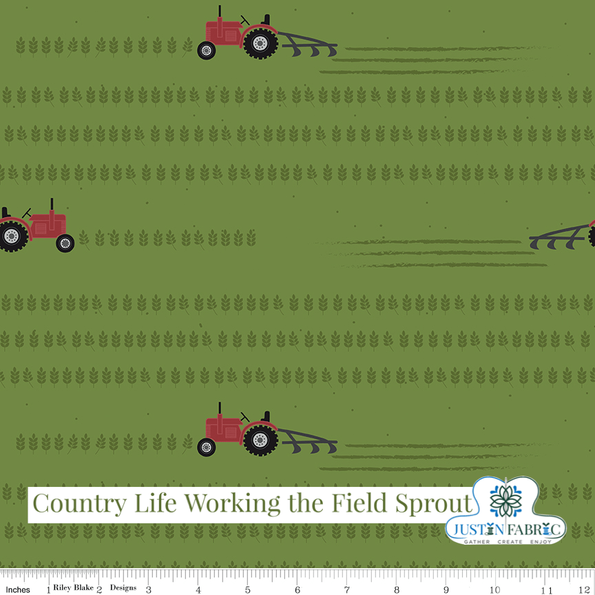 Country Life Working the Field Sprout Yardage | SKU: C13792-SPROUT -C13792-SPROUT - Justin Fabric!