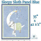 Sleepy Sloth Panel Blue by Debbie Monson | SKU: SSLO5193 PA-B -SSLO5193-PA-B - Justin Fabric!