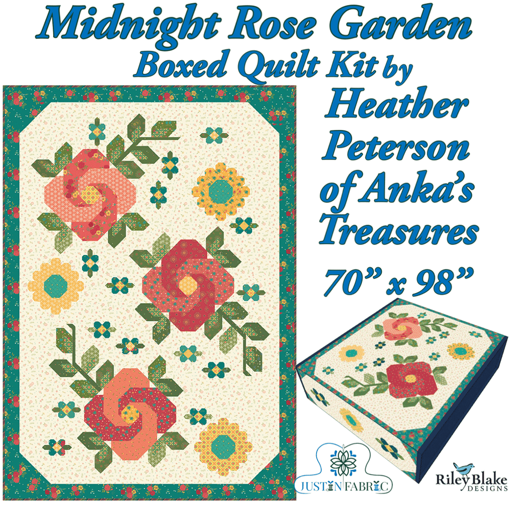 Midnight Rose Garden Quilt Kit Preorder by Heather Peterson | Riley Blake Designs -KT-14120 - Justin Fabric!