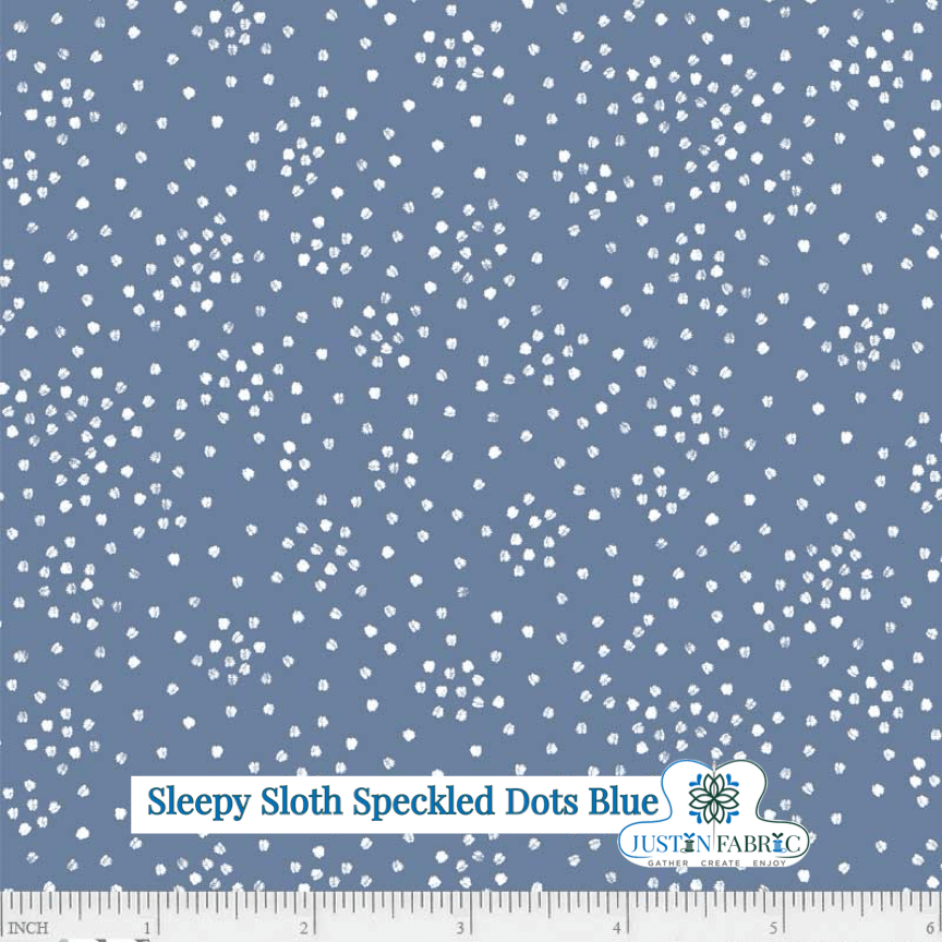 Sleepy Sloth Speckled Dots Blue Yardage | SKU: SSLO5197-B -SSLO5197-B - Justin Fabric!