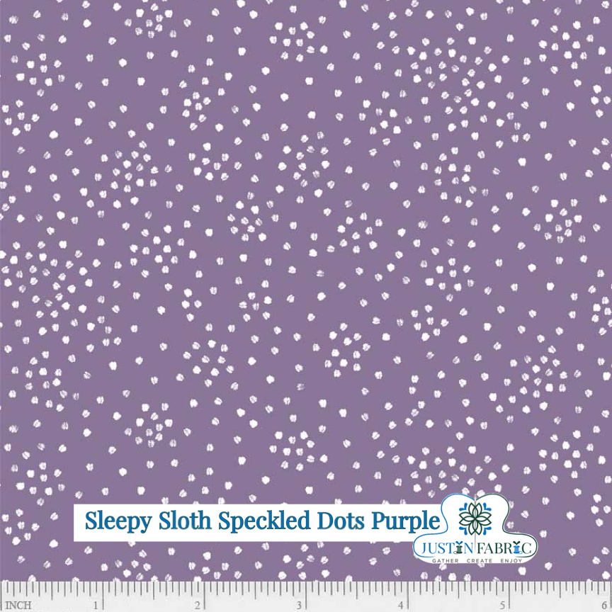 Sleepy Sloth Speckled Dots Purple Yardage | SKU: SSLO5197-C -SSLO5197-C - Justin Fabric!