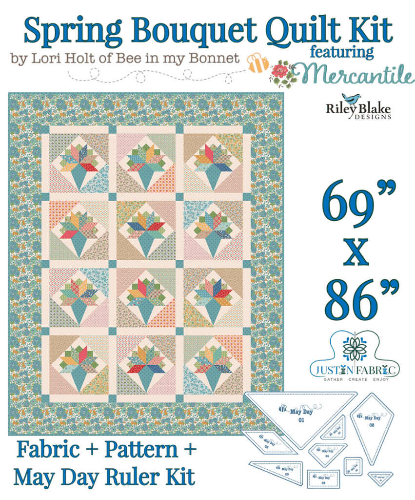 Spring Bouquet Quilt Kit by Lori Holt | Pre-order (Dec 2023) -KT-SPRINGBQT-RULER - Justin Fabric!
