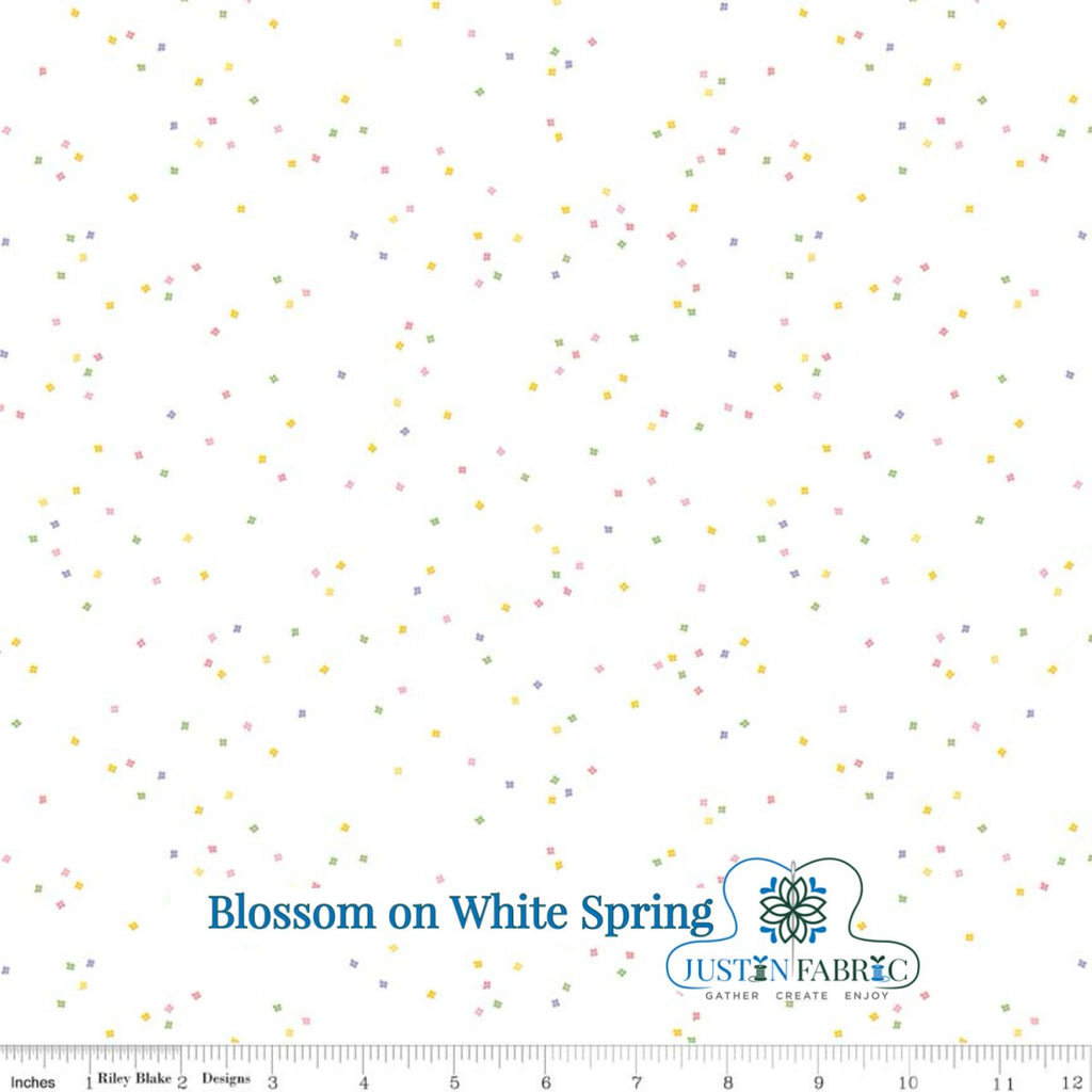 Blossom on White Spring Yardage by Christopher Thompson | Riley Blake Designs, SKU: C730-SPRING -C730-SPRING-FQ - Justin Fabric!