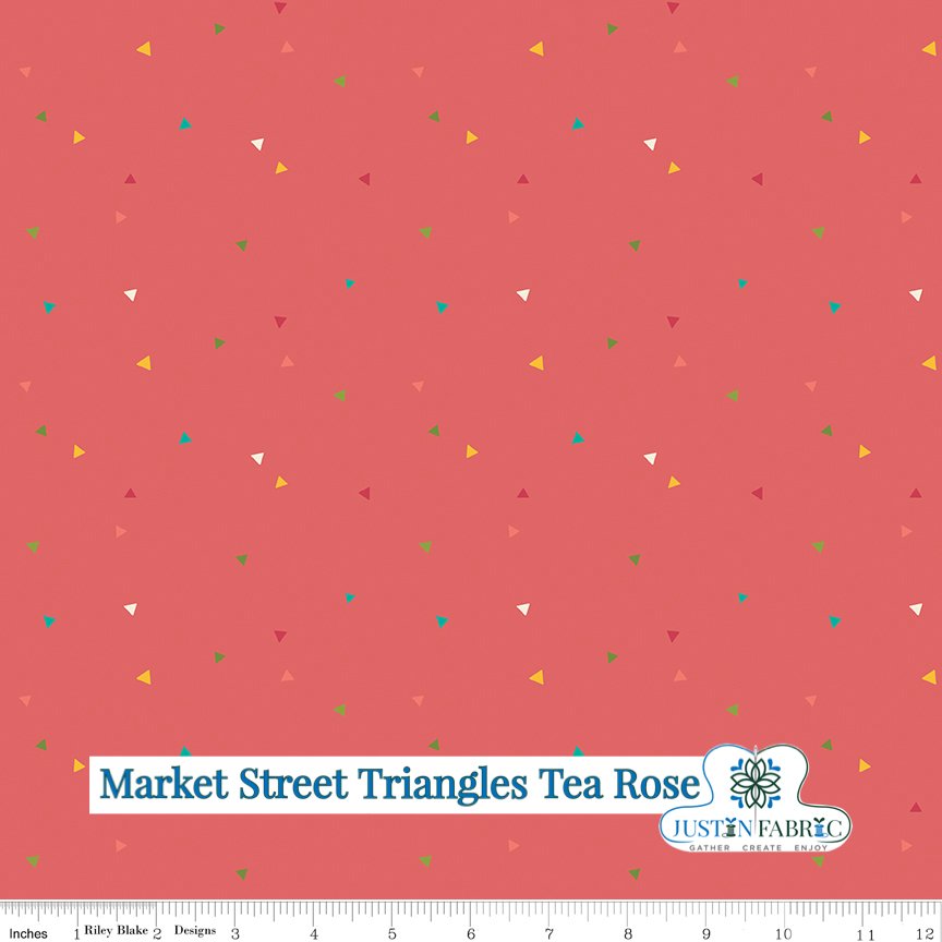 Market Street Triangles Tea Rose Yardage - Heather Peterson | Riley Blake Designs, SKU: C14127-TEAROSE -C14127-TEAROSE - Justin Fabric!