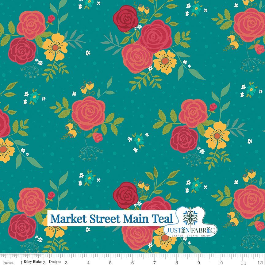 Market Street Main Teal Yardage - Heather Peterson| Riley Blake Designs, SKU: C14120-TEAL -C14120-TEAL - Justin Fabric!