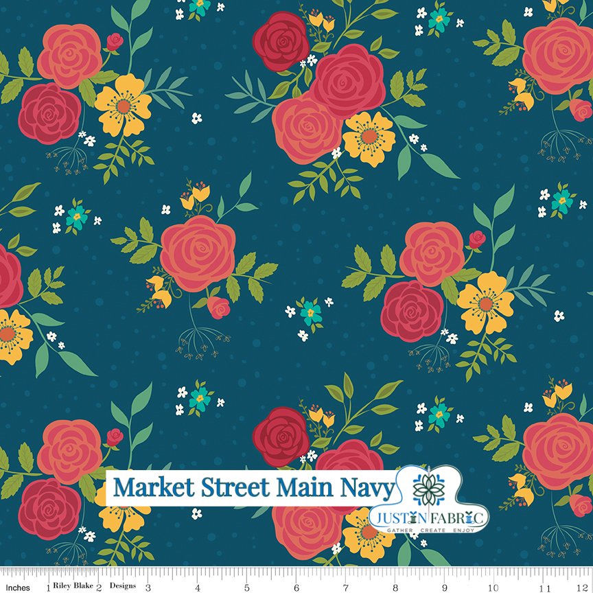 Market Street Main Navy Yardage - Heather Peterson| Riley Blake Designs, SKU: C14120-NAVY -C14120-NAVY - Justin Fabric!