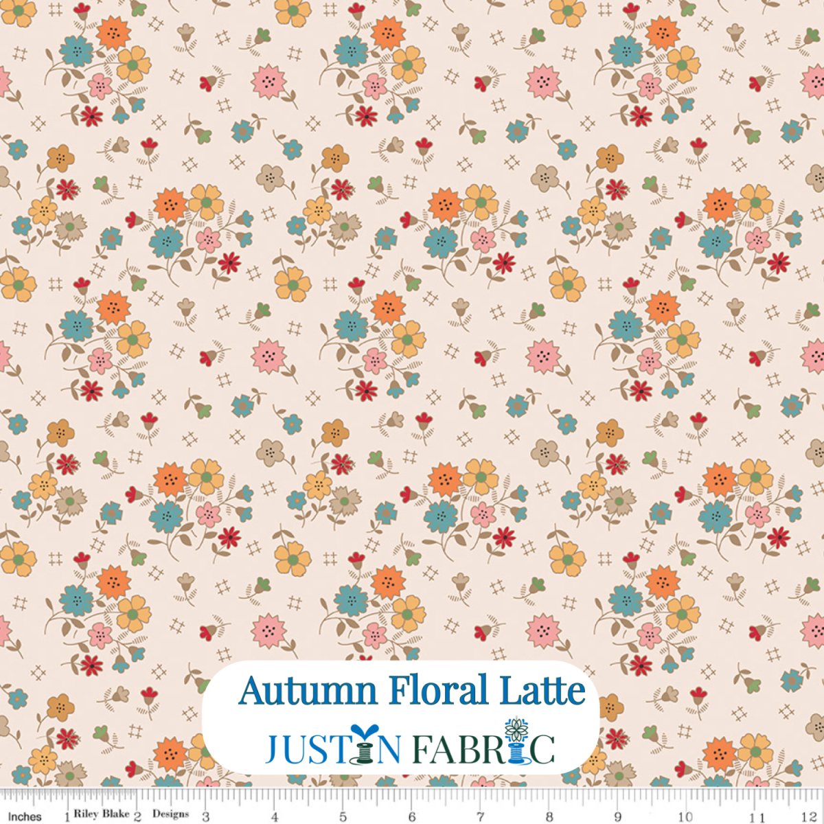 Autumn Floral Latte Yardage by Lori Holt | Justin Fabric