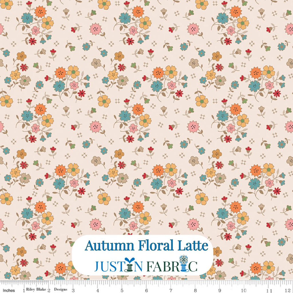 Autumn Floral Latte Yardage by Lori Holt | Riley Blake Designs, SKU: C14650-LATTE Pre-order (April 2024) -C14650-LATTE - Justin Fabric!
