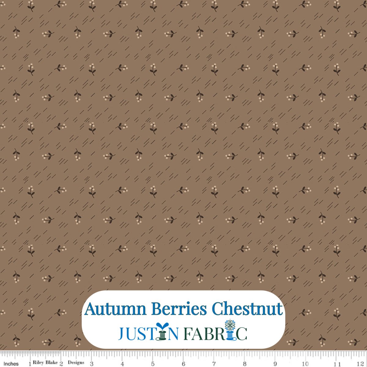 Autumn Berries Chestnut Cotton Yardage by Lori Holt | Riley Blake Designs -C14652-CHESTNUT - Justin Fabric!
