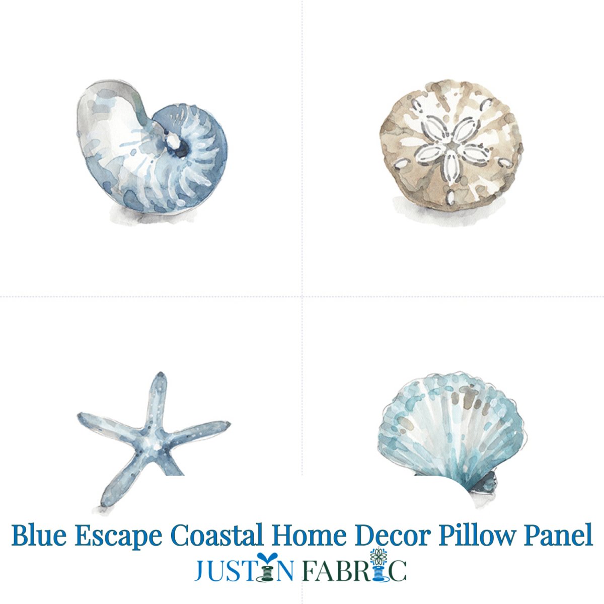 Seashells Home Décor Pillow Panel by Lisa Audit | SKU: HD14516-PANEL -HD14516-PANEL - Justin Fabric!