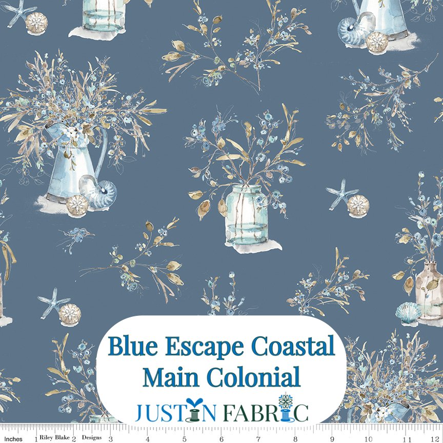 Blue Escape Coastal Main Colonial Cotton Yardage by Lisa Audit | Riley Blake Designs -C14510-COLONIAL - Justin Fabric!