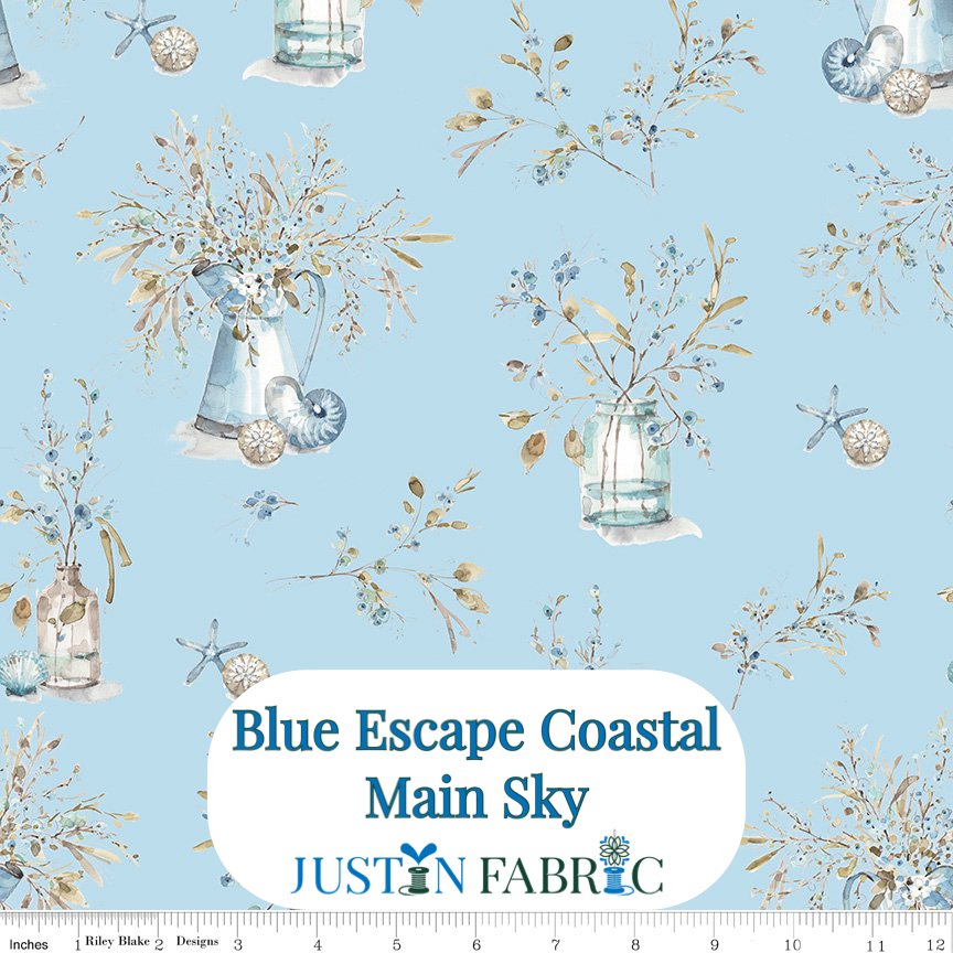 Blue Escape Coastal Main Sky Cotton Yardage by Lori Holt | Riley Blake Designs -C14510-SKY - Justin Fabric!