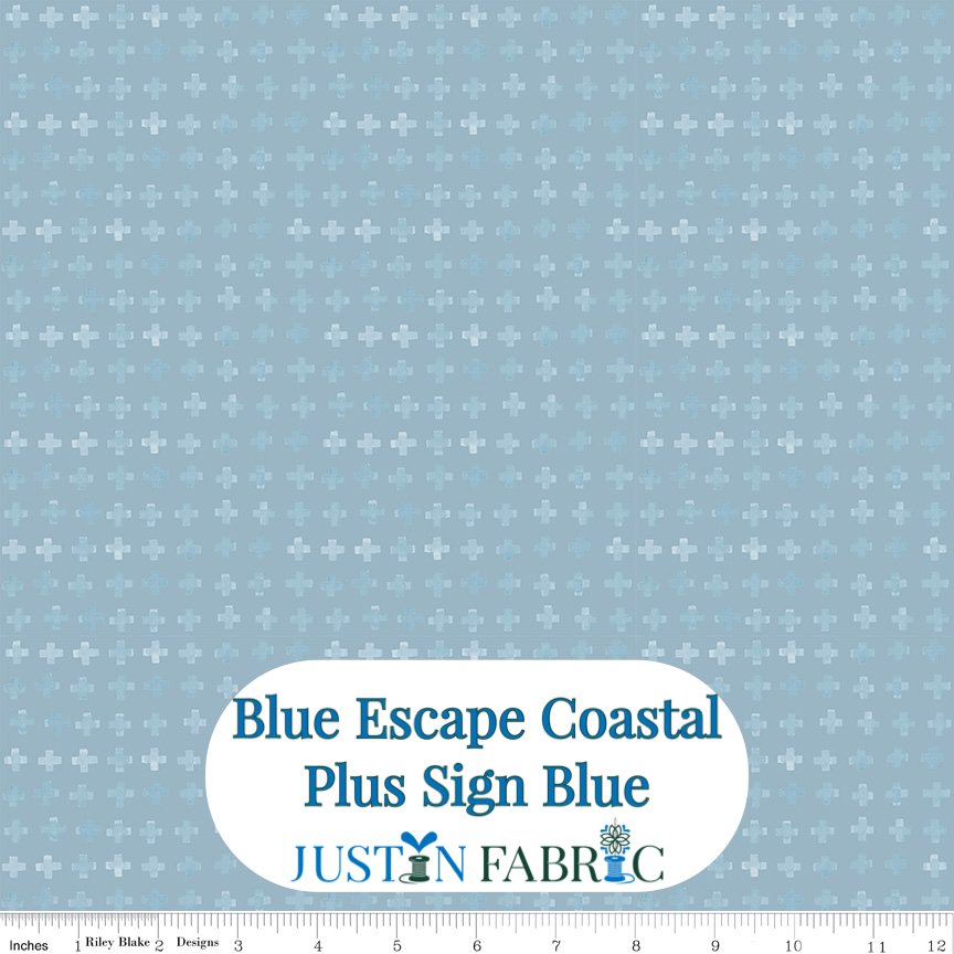 Blue Escape Coastal Plus Sign Blue Cotton Yardage by Lisa Audit | Riley Blake Designs -C14515-BLUE - Justin Fabric!