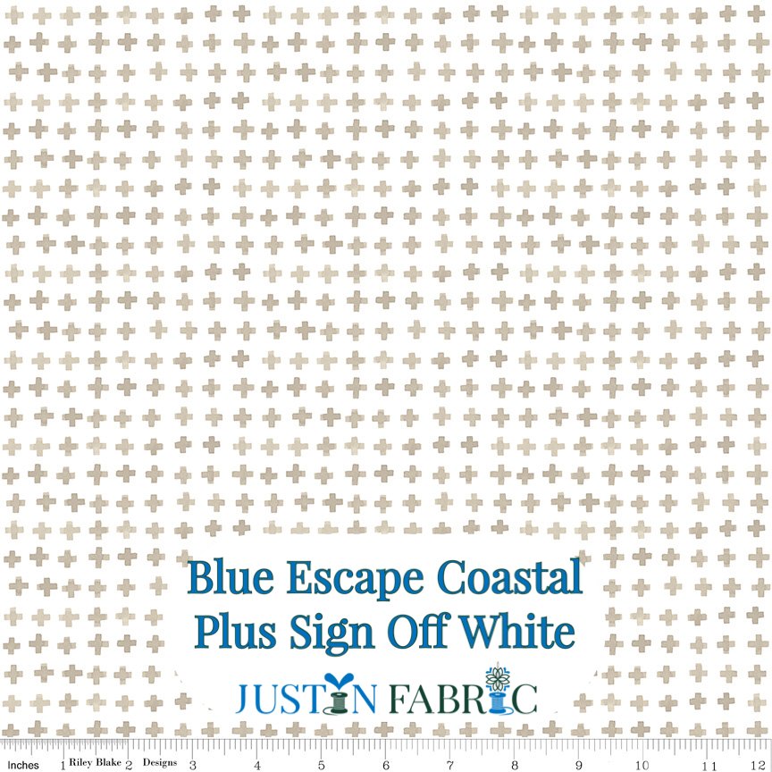 Blue Escape Coastal Plus Sign Off White Cotton Yardage by Lisa Audit | Riley Blake Designs -C14515-OFF WHITE - Justin Fabric!
