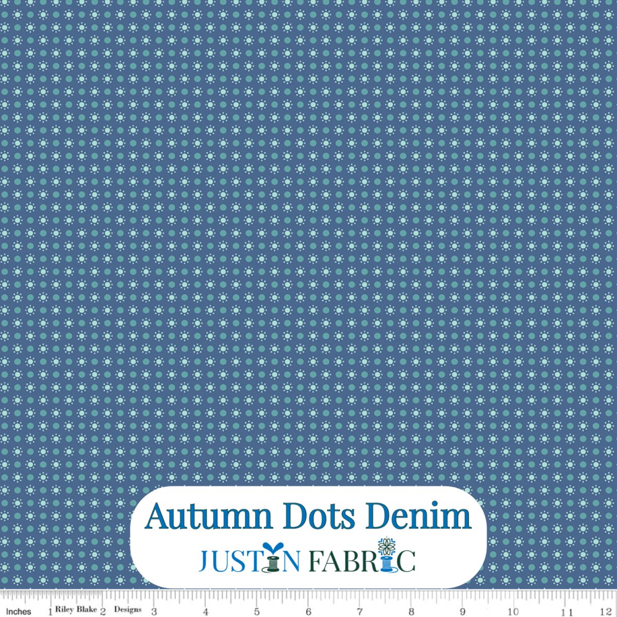 Autumn Dots Denim Cotton Yardage by Lori Holt | Riley Blake Designs -C14657-DENIM - Justin Fabric!