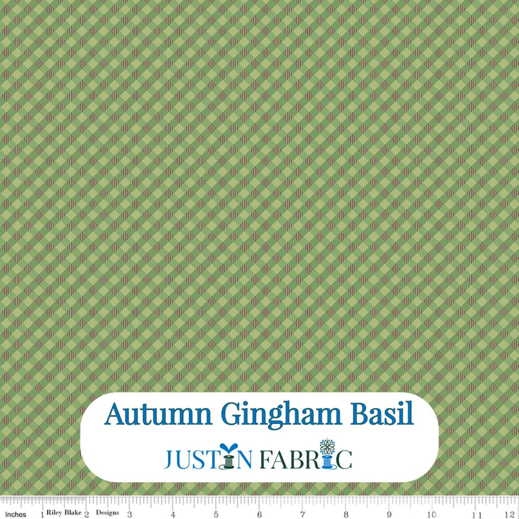 Autumn Gingham Basil Cotton Yardage by Lori Holt | Riley Blake Designs -C14660-BASIL - Justin Fabric!