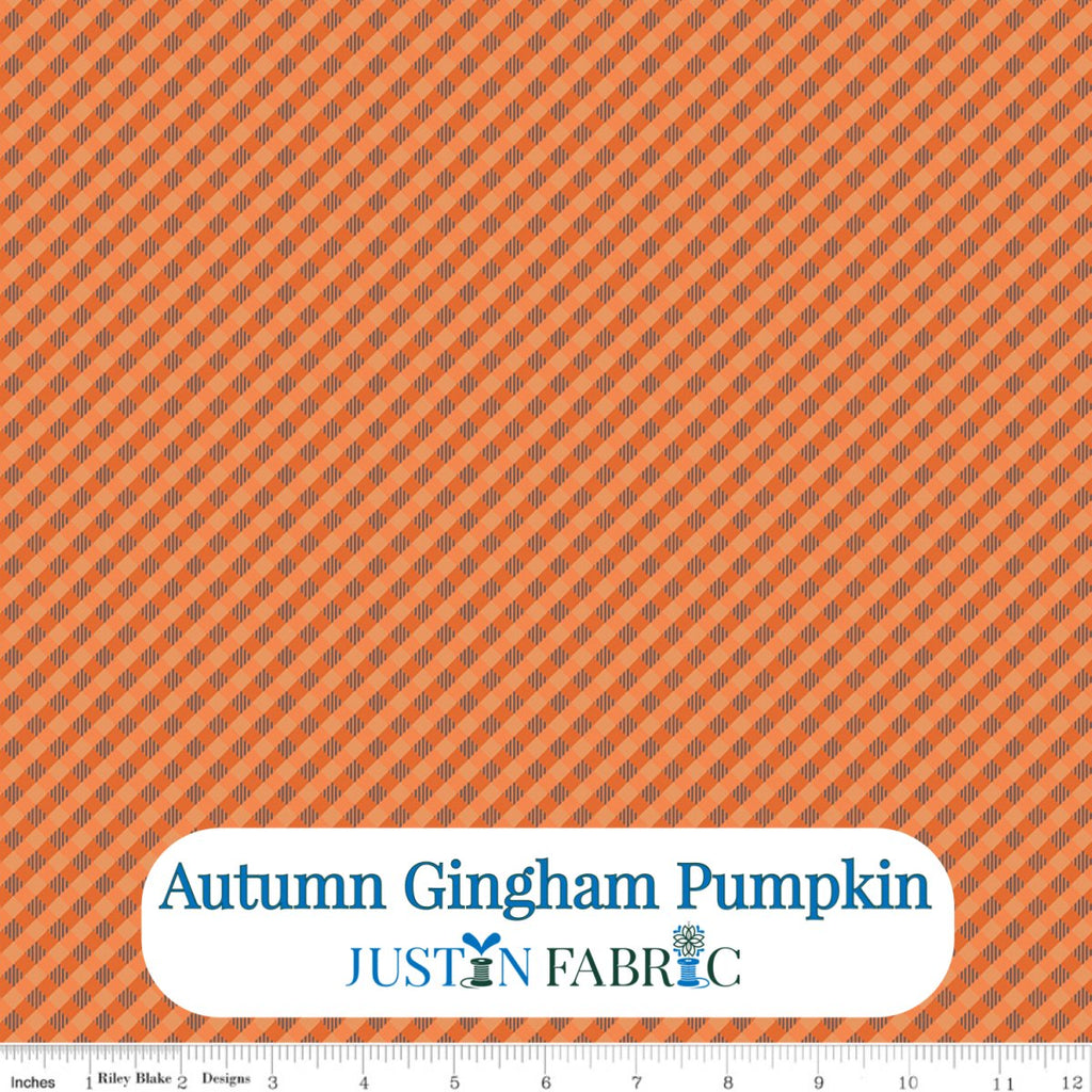 Autumn Gingham Pumpkin Cotton Yardage by Lori Holt | Riley Blake Designs -C14660-PUMPKIN - Justin Fabric!