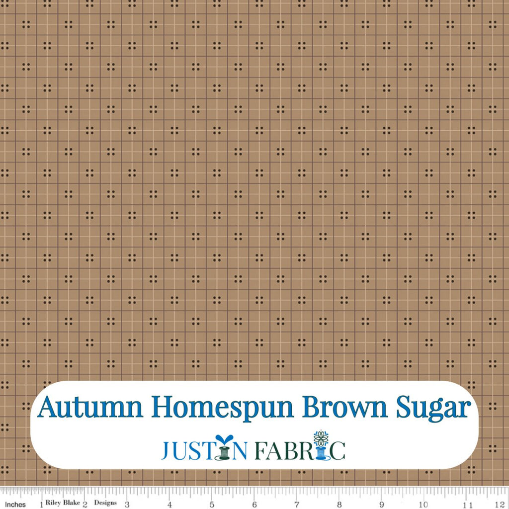 Autumn Homespun Brown Sugar Cotton Yardage by Lori Holt | Riley Blake Designs -C14661-BROWNSUGAR - Justin Fabric!